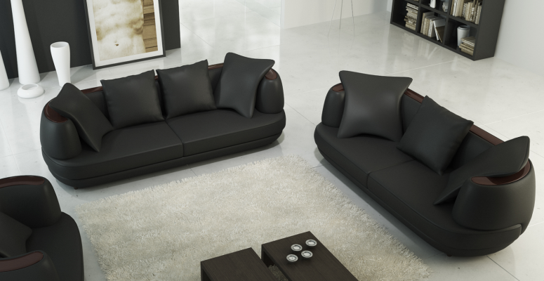Sofagarnitur Design Couch 3+2 Set Polster Leder Sofa Wohnzimmer Garnituren