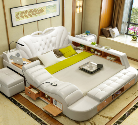 Doppel Luxus Design Hotel Leder Bett Polster Moderne Betten Multifunktion
