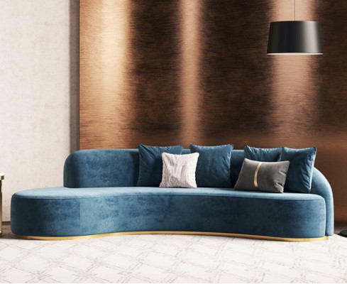 Samt Sofa 4 Sitzer Polster Textil Modern Relax Sitz Luxus Möbel Ecksofa Rund Neu