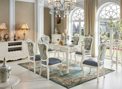 Barock Tisch Esszimmer Gruppe Garnitur Esstisch Holz Design Wohnzimmer Tische