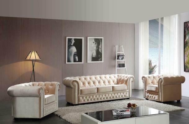 Chesterfield Sofa Couch Polster Sitz Komplett Set Garnitur Leder Sofas Neu