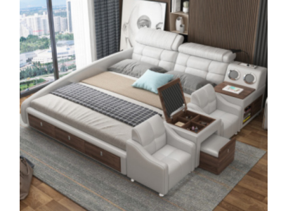 Multifunktions Bett Luxus Design Leder Betten Hotel Doppel Ablage Regal