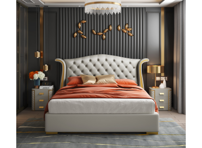 Luxus Schlafzimmer Doppelbett Bett 150/180x200cm Hotel Betten Leder