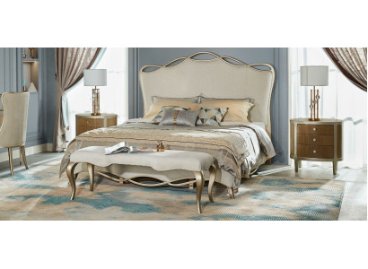 Schlafzimmer Set Doppel Konsole Betten 2x Nachttisch Polster 3tlg. Massivholz