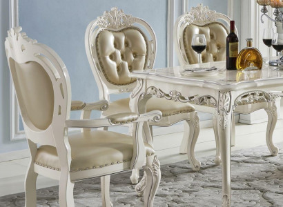 Beiger Klassischer Chesterfield x1 Stuhl Lederstuhl Esszimmer Sitzmöbel