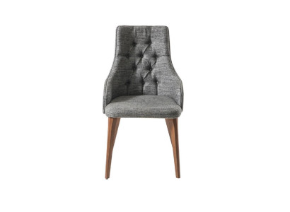 Grauer Esszimmer Chesterfield Stuhl Designer Textil Stühle Luxus Möbel Lehnstuhl