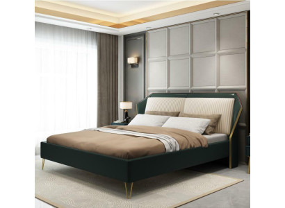 Luxus Textil Bett Doppel Design Schlafzimmer Klassische Betten Grün