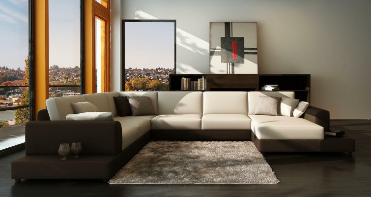 Ledersofa Couch Wohnlandschaft Ecksofa Eck Garnitur Design Dekor Modern
