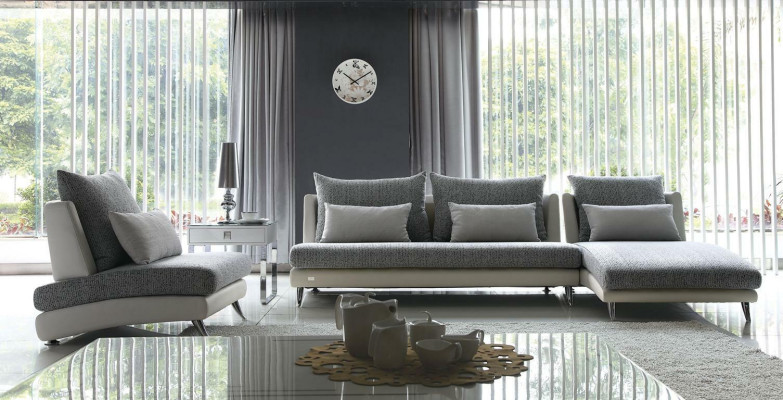 Moderne Design Ecksofa Polster Couch Garnitur 155x390cm Stoff Textil Sofa Ecke