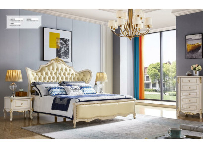 Luxus Schlafzimmer Betten Nachttisch 3tlg. Set Chesterfield Leder Massivholz