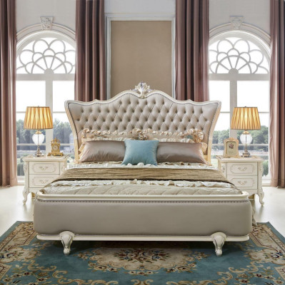 Luxus Chesterfield Barock Bett Nachttisch 3tlg. Schlafzimmer Sets Massivholz