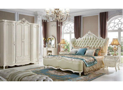 Luxus Bett 2x Nachttisch Schlafzimmer Sets Klassischer Möbel 3tlg Massivholz