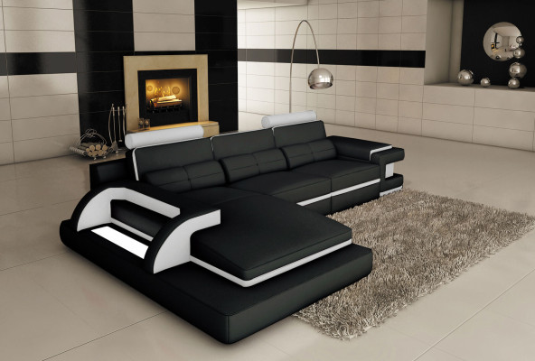 Design Polster Ecke Ledersofa Sofa Couch Sitz Garnitur Wohnlandschaft