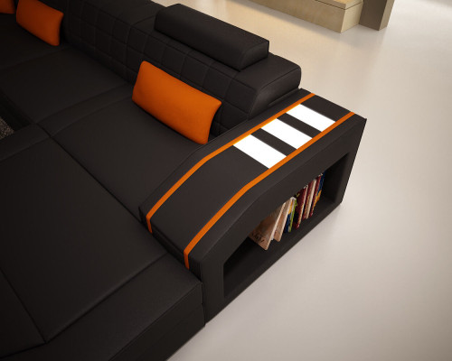 Wohnlandschaft Wohnzimmer Ecksofa Leder Sofa Couch Polster Garnitur
