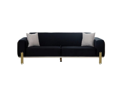 Dreisitzer Couch Möbel Samt Designer Gold Metall Gepolsterte Moderne Couchen Neu