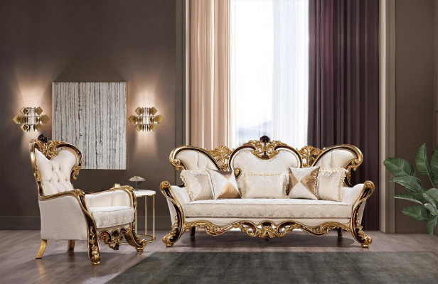 Luxus Sofagarnitur Barock Rokoko Sofa Set 3+3+1+1 Couchtisch