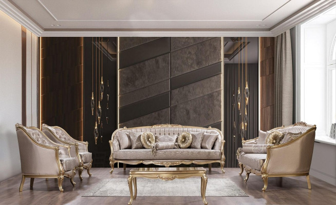 Sofagarnitur Klassische Möbel Sofa Set Couchtisch Sessel Couch 5tlg Chesterfield