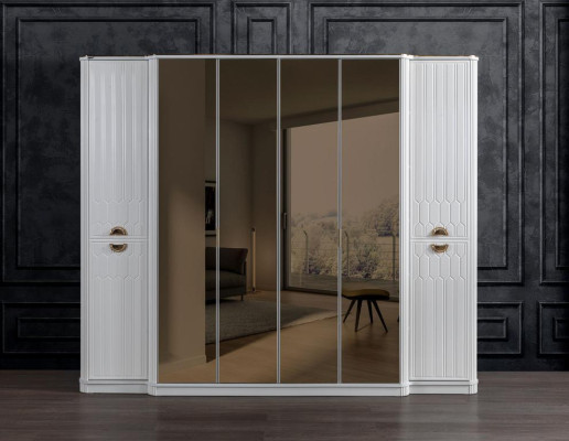 Schlafzimmer Möbel Holz Schrank Kleiderschrank Stil Modern Weiß Neu
