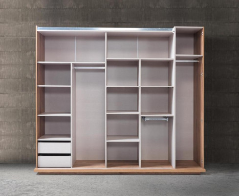 Schlafzimmer Kleiderschrank Schrank Holz Design braun Luxus LED Schränke