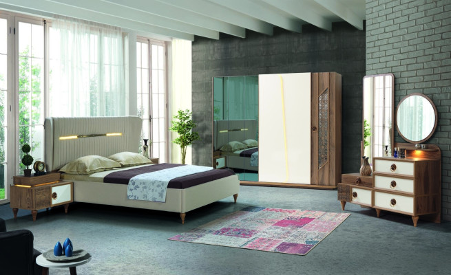 Chambre à Coucher Commode Avec Miroir Bois Meuble Luxe Meuble 2tlg Ensemble Neuf
