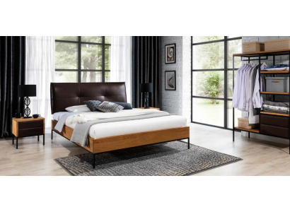 3 tlg. Komplett Set Holz Schlafzimmer Loft Stil Design Bett Kommode Schrank Neu