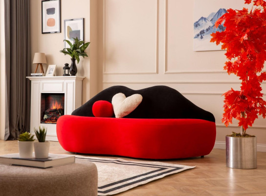 Luxus Bett Rot 3 Sitzer Sofa Designer Möbel Couchen Wohnzimmer Sofas