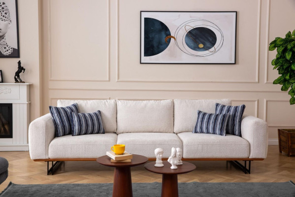 Designer 4 Sitzer Sofa Modern Möbel Weiße Farbe in Stil Wohnzimmer 