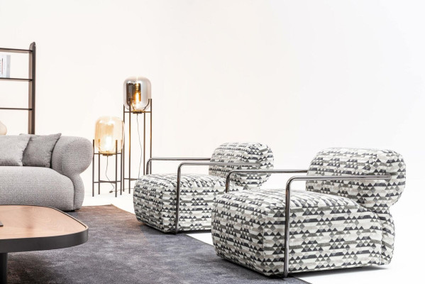 Designer Sessel Moderner 1-Sitzer Wohnzimmer Luxus Polster Textil Möbel