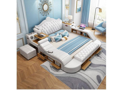 Multifunktionsbett Chesterfield Doppel Luxus Design Bett 180x200 USB