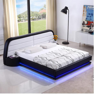 Modern Holzbett Bettrahmen Bettgestelle mit Lattenrost Doppelbett LED 269cm