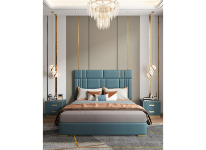 Schlafzimmer Set Designer Luxus Gruppe Garnitur Neu Bett 2x Nachttisch 3 tlg.