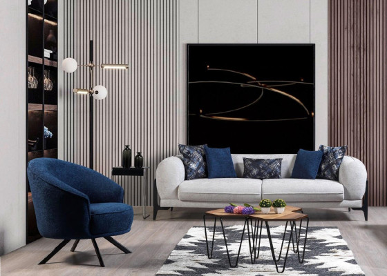 Moderner Dreisitzer Stoffmöbel Wohnzimmer Couch Designermöbel Sofas