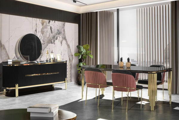 Modernes Sideboard Edelstahlmöbel Anrichte Kommode Schrank Schwarz Neu