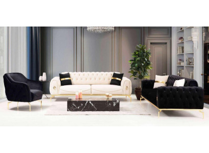 Chesterfield Sitzgruppe Luxus Sitzgarnitur Polstermöbel Dreisitzer Sessel