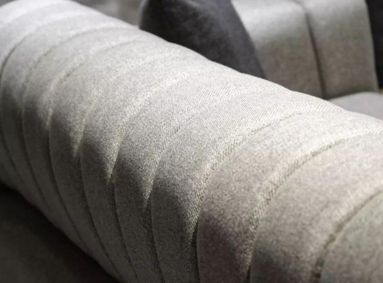 Braune Sofagarnitur Dreisitzer Einsitzer Sessel Polstermöbel Stoffsofa