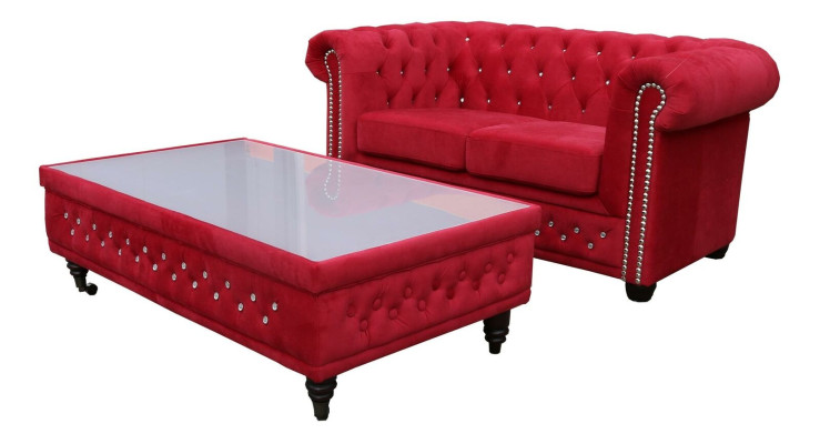 Chesterfield Design Couchtisch Glastisch Tisch Polster Sofa Beistell Tische