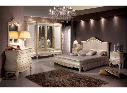 Schlafzimmer Set Bett 2x Nachttische Schrank Kleiderschrank Kommode Spiegel