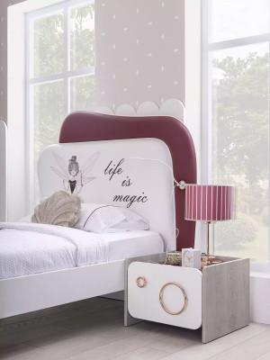Weißes Kinderbett Mädchenbett Holz Möbel Nachttisch Möbel Set Set 2tlg