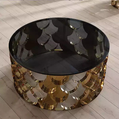 Schwarzer Couchtisch Wohnzimmertisch DEsigner Edelstahltisch Goldtisch
