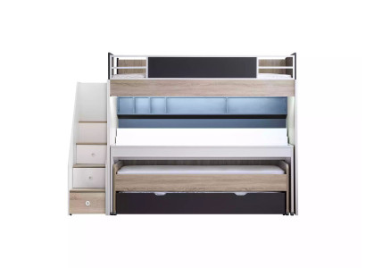 Luxus Etagenbett Bett 3 Schlafplätze Multifunktionsbett Holz Hochbett Holz