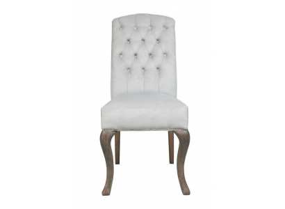 Graue Chesterfield x6 Lehnstühle Designer Holzfüße Luxuriöses 6-er Set
