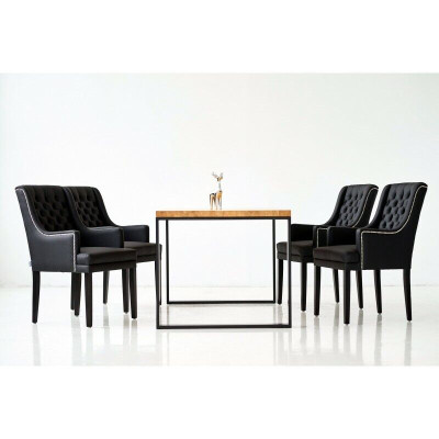 Brauner Metallgestell Esszimmer Tisch Designer x6 Chesterfield Polsterstühle 7tlg. Set