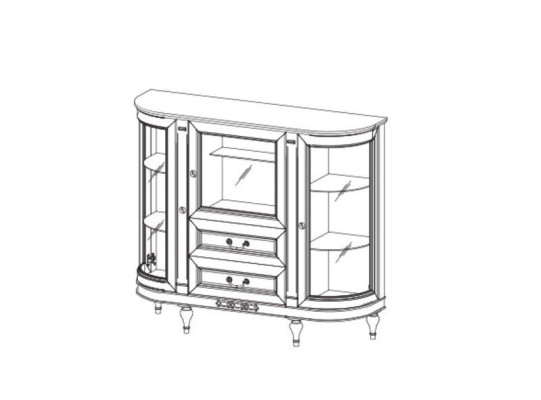 Klassische Kommode Vitrine Kommoden Vitrinenschrank Kommodenschrank FL-KBsz