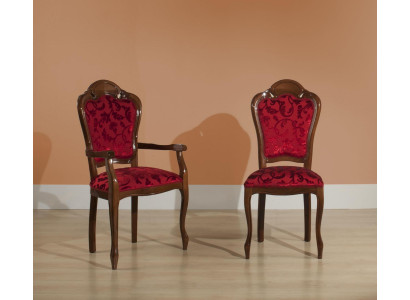 Esszimmerstuhl Stuhl Barock Armlehne Esszimmer Stühle Design Textil Luxus Rot