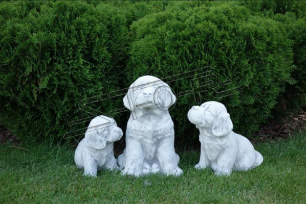 Garten Dekoration Hund Terrasse Stein Weiß Figur Figuren Dekorative Statue