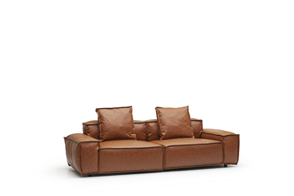 Dreisitzer Couch 240 cm Sitzpolster Braune Couch Gemütliche Sofas Wohnzimmer