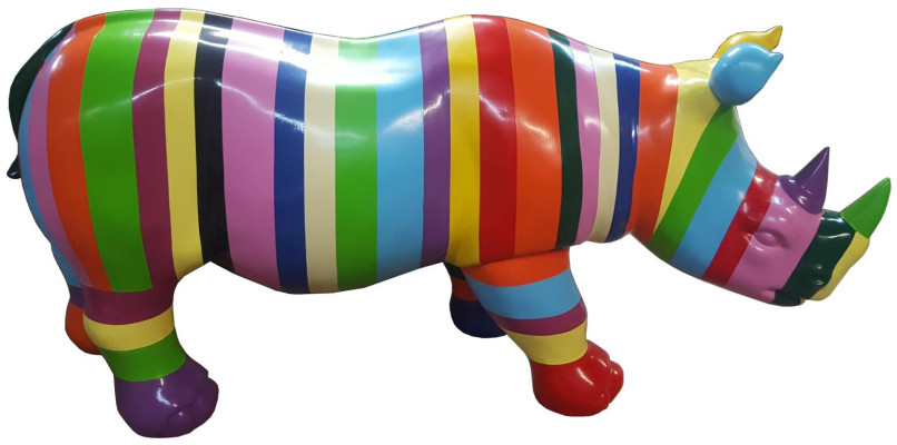 Nashorn Abstrakt Skulpturen Bunte Figur Bemalte Statuen Garten Handarbeit Kunst