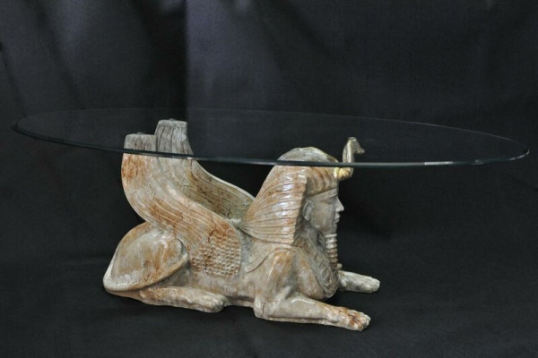 Couchtisch Tisch Glastische Tische Pharao Sphinx Beistell Glas Ägypten 120x60cm