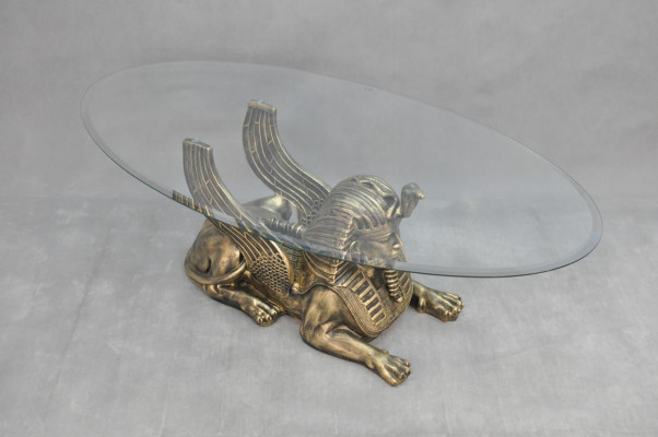 Couchtisch Tisch Glastische Tische Pharao Sphinx Beistell Glas Ägypten 120x60cm