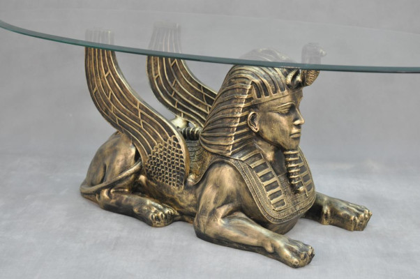 Couchtisch Tisch Glastische Tische Pharao Sphinx Beistell Glas Ägypten 120x60cm